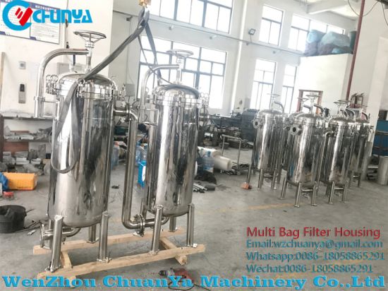 Stainless Steel Polished Duplex Bag Filter Housing for Water Treatment